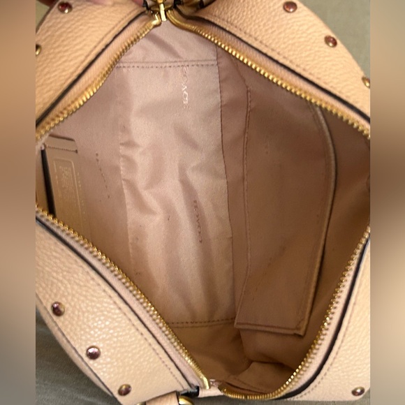 COACH Crystal Rivet Pebble Leather Camera Bag Crossbody in Nude Pink - Picture 11 of 12